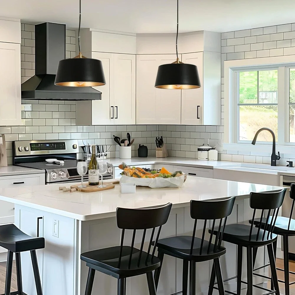 KSANA Pendant Light Fixtures, Modern Pendant Hanging Lights Black & Copper Farmh